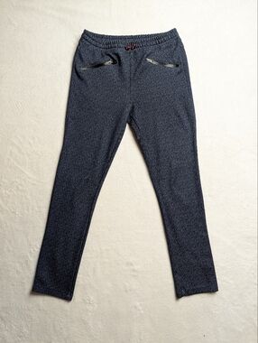 Zara Navy Textured Boys Pants with Red Drawstring